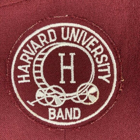 Vintage 80s Harvard Mens Wool Band Blazer Embroidered Logo Flawed w/ Moth Holes - Picture 3 of 16